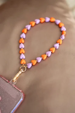 Sale Telefoonkoord tiny Sugar Hearts | Orange purple | DAMES Telefoonkoorden|Snøpskes