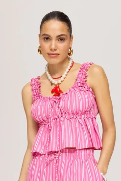 Clearance Top Eileen | Pink stripe | Harper & Yve DAMES Blouses|Tops