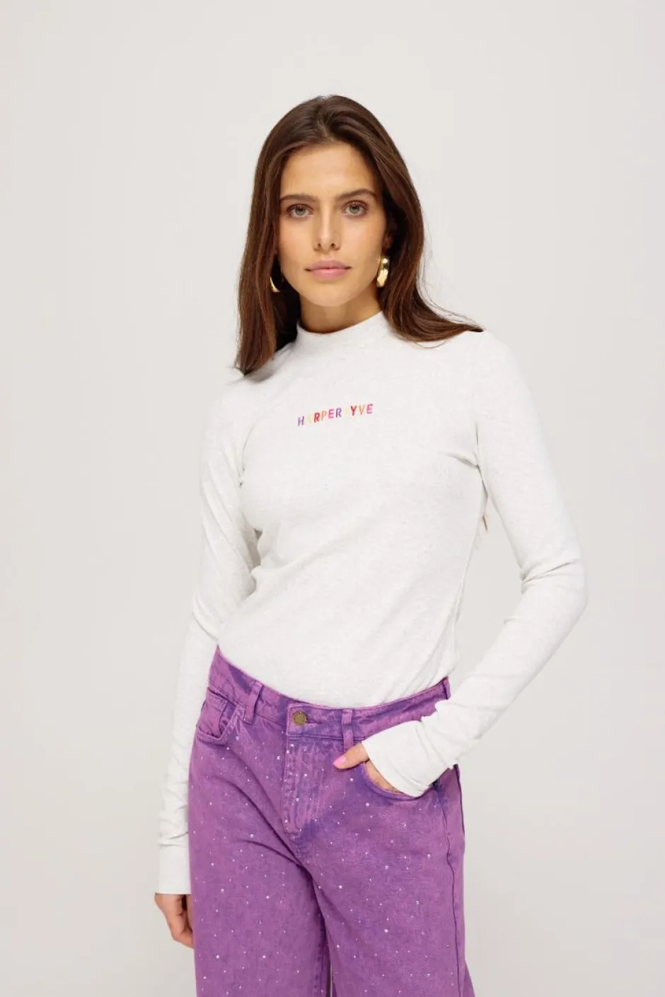 Outlet Top Jane | Grey melee | Harper & Yve DAMES Basics|Tops