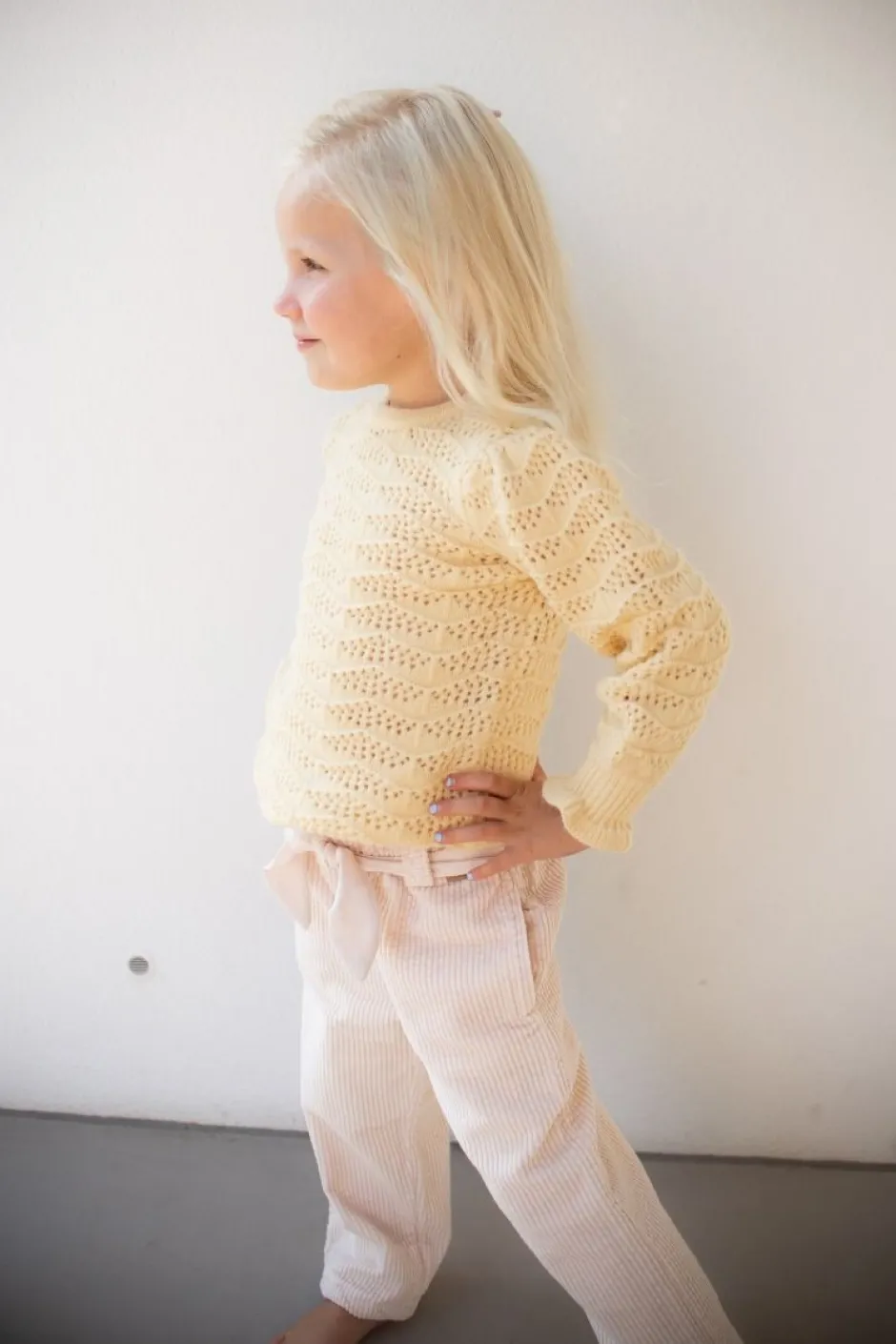 Hot Trui ajour marshmallow | Kids | Geel | DAMES Snøpskes|Snøpskes