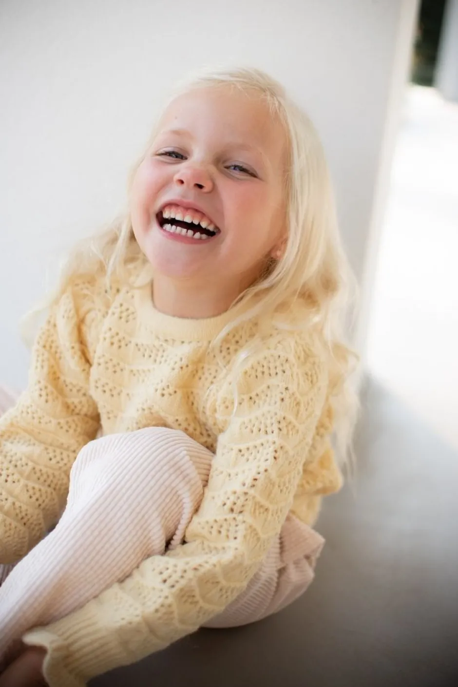 Hot Trui ajour marshmallow | Kids | Geel | DAMES Snøpskes|Snøpskes