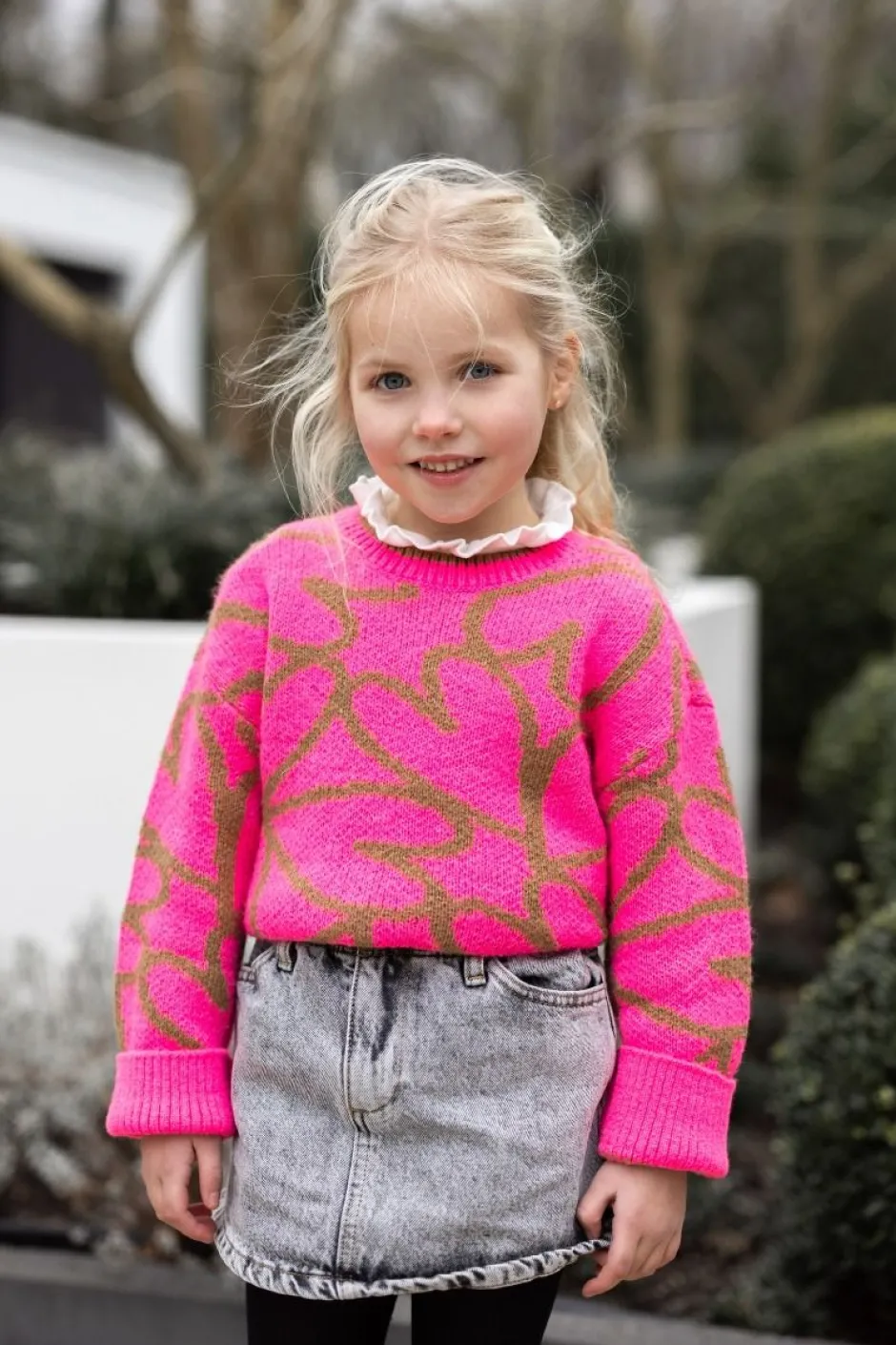 New Trui Dottie kids | Neon pink & sand | Truien & Vesten|Truien & Vesten