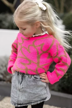 New Trui Dottie kids | Neon pink & sand | Truien & Vesten|Truien & Vesten