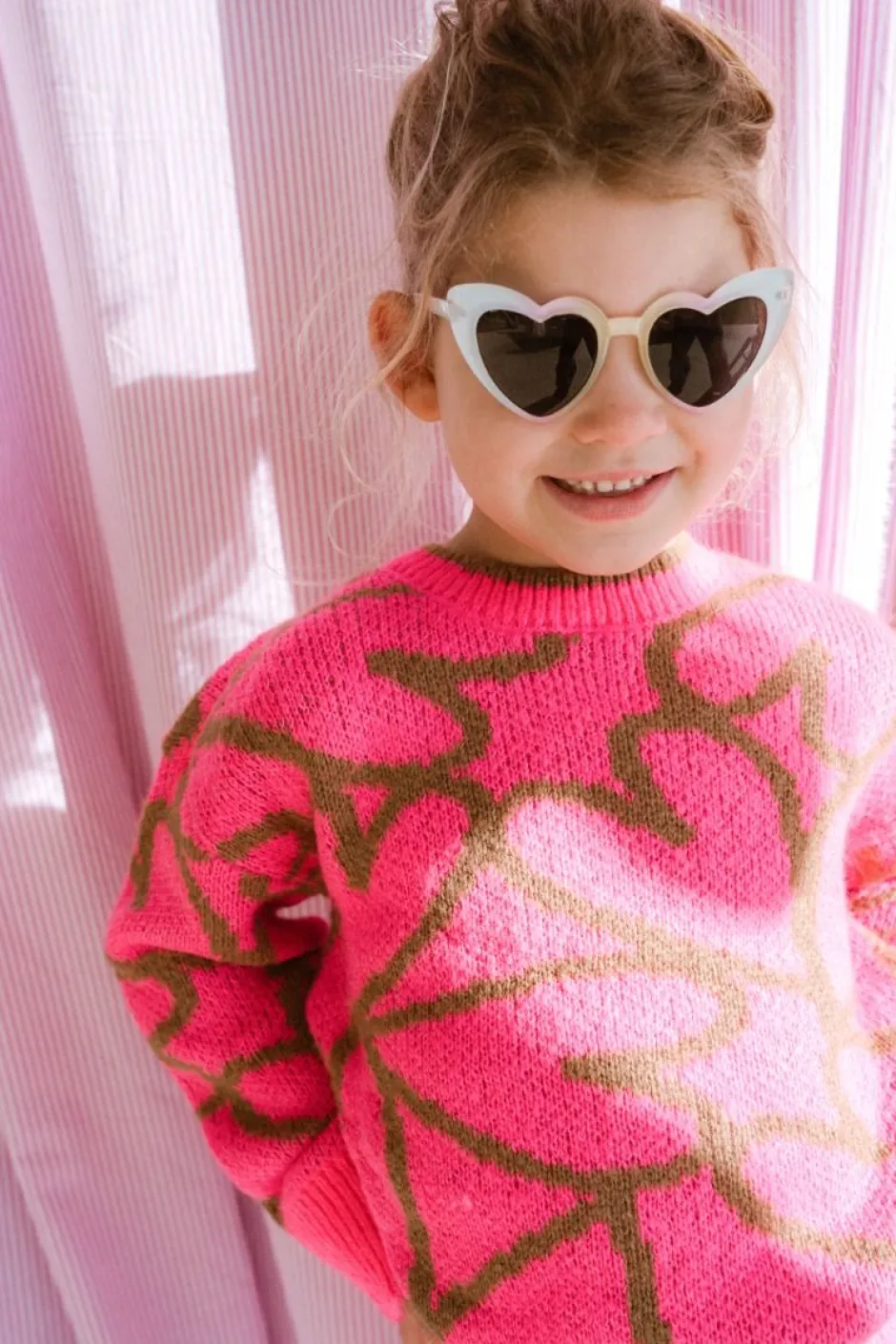New Trui Dottie kids | Neon pink & sand | Truien & Vesten|Truien & Vesten