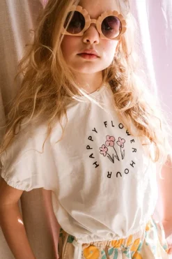 Clearance T-shirt boxy happy flower | Off-white | Sproet & Sprout Shirts|Shirts