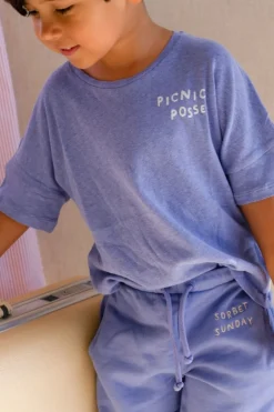 Online T-shirt linen | Blue bell | Sproet & Sprout DAMES Co-ords|Co-ords