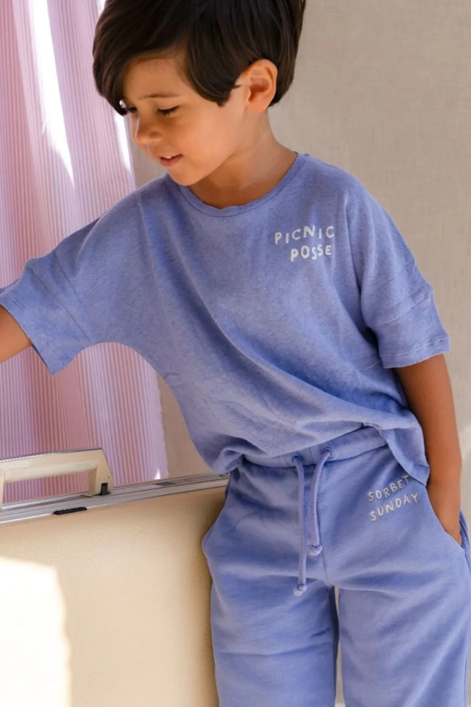 Online T-shirt linen | Blue bell | Sproet & Sprout DAMES Co-ords|Co-ords