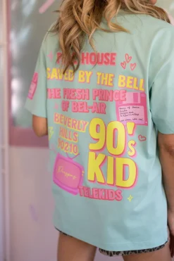 Online T-Shirt 90's Kid | Mint | DAMES Tops|Snøpskes