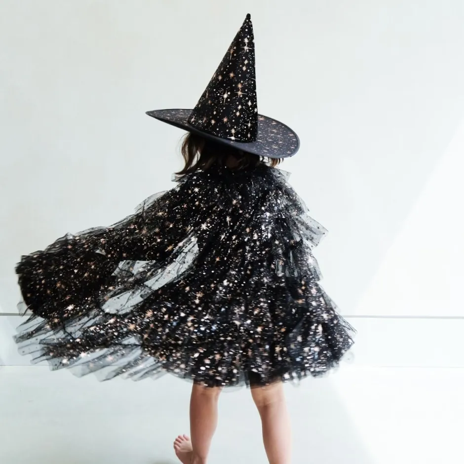 Sale Verkleedcape Aurora ruffle | Black | Mimi & Lula Verkleden