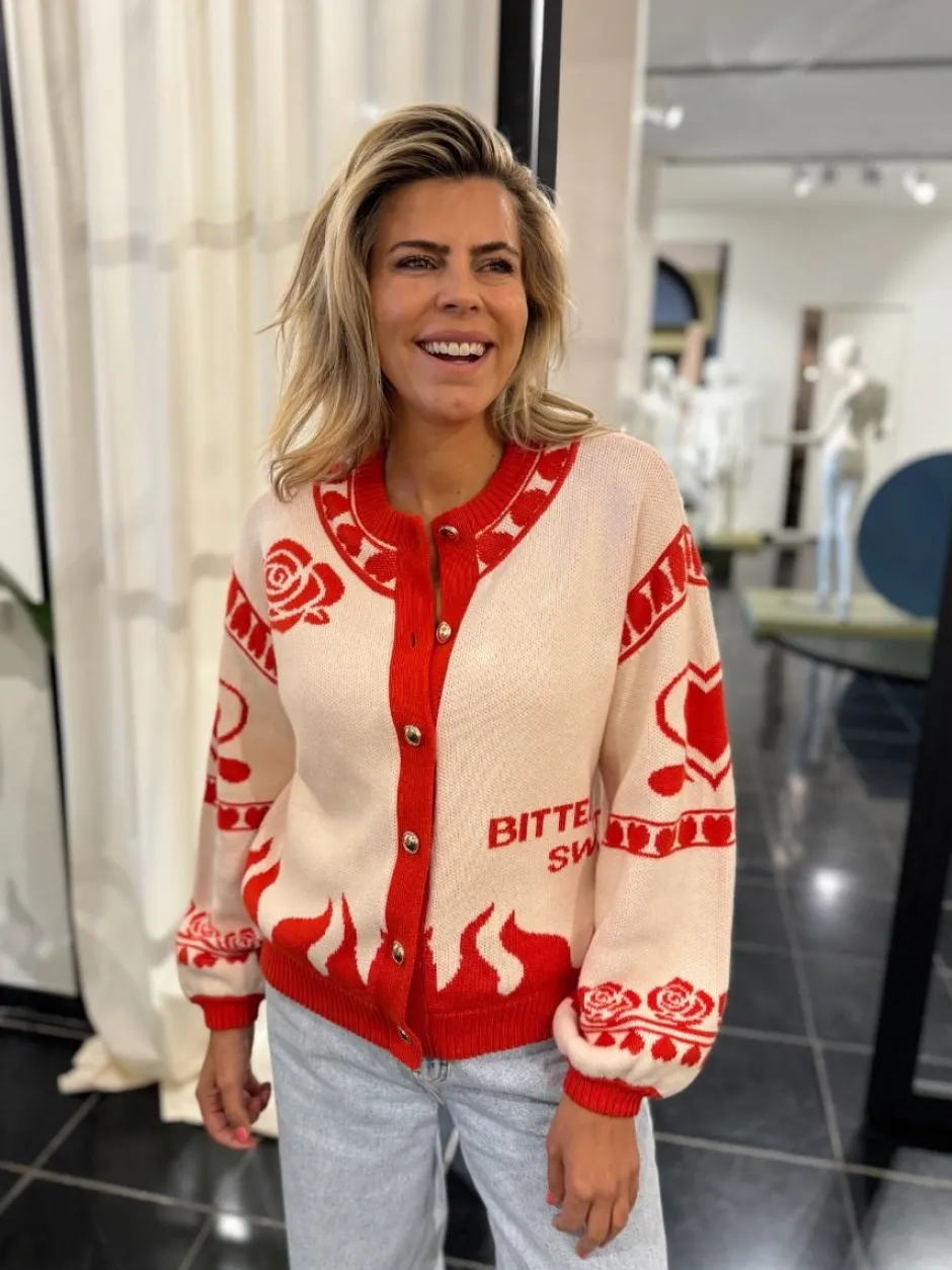 Outlet Vest Jazz | Ecru/spicy red | Harper & Yve DAMES Vesten|Vesten & Truien