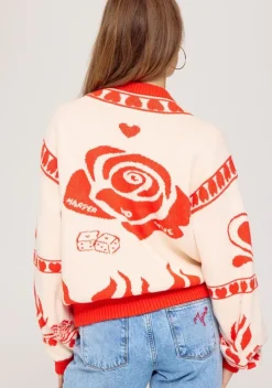 Outlet Vest Jazz | Ecru/spicy red | Harper & Yve DAMES Vesten|Vesten & Truien