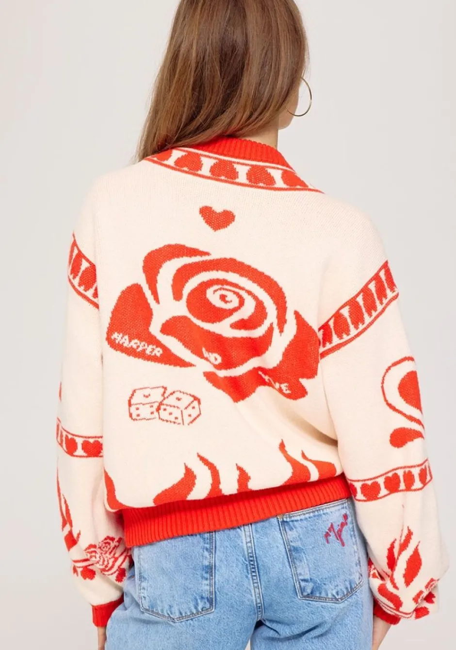 Outlet Vest Jazz | Ecru/spicy red | Harper & Yve DAMES Vesten|Vesten & Truien