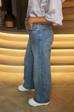 Sale Wide jeans Zolina | Washed mid blue | DAMES Broeken