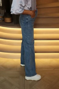 Sale Wide jeans Zolina | Washed mid blue | DAMES Broeken