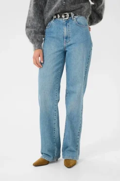 Sale Wide jeans Zolina | Washed mid blue | DAMES Broeken