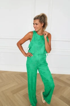 Clearance Wide leg pants Mara | Green | DAMES Co-ords|Broeken