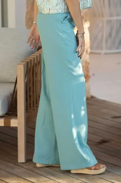 Hot Wideleg pants Lolani | Sea green | DAMES Broeken