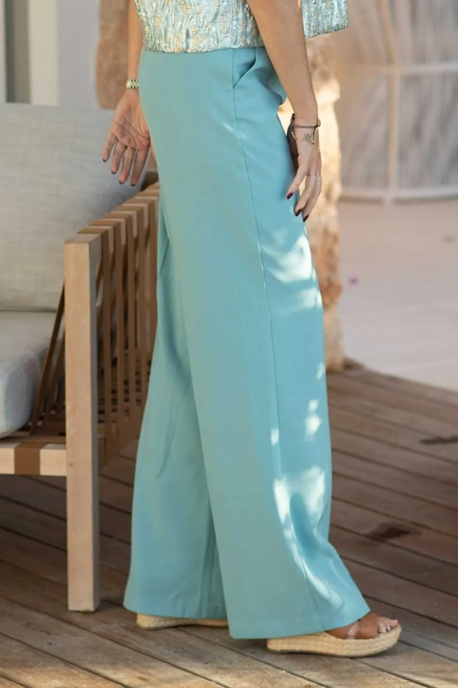 Hot Wideleg pants Lolani | Sea green | DAMES Broeken