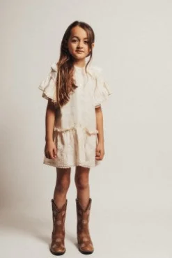 Best Woven ruffle dress Nova | Off-white | DAMES Jurken & Salopettes|Jurken